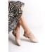 CAROLINE Lastikli Ortopedik Rahat Taban Bilekten Taş Detaylı Kadın Babet Ayakkabı KT Krem