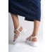 ELENA Lastikli Taşlı Şeritli Ortopedik Taban Kadın Sandalet BT Beyaz