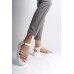 EVA Kalın Tokalı Taşlı Şeritli Ortopedik Taban Kadın Sandalet BT Beyaz