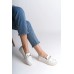LILY Bağcıksız Ortopedik Rahat Taban Kalp Desenli Babet Ayakkabı KT Beyaz
