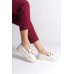 LYDIA Bağcıksız Ortopedik Rahat Taban Kalp Desenli Babet Ayakkabı KT Beyaz