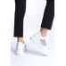 MIPA Bağcıklı Ortopedik Taban Simli Kadın Sneaker Ayakkabı BT Beyaz