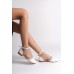MONICA Tokalı Ortopedik Rahat Taban Taş Detaylı Kadın Babet Ayakkabı KT Beyaz