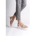 RILEY İnce Tokalı Taşlı Şeritli Ortopedik Taban Kadın Sandalet BT Beyaz