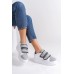 VALENCIA Bağcıksız Cırt Cırtlı Ortopedik Taban Kadın Sneaker Ayakkabı BT Beyaz/Gri