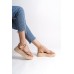 ZLOHE Kalın Tokalı Taşlı Şeritli Ortopedik Taban Kadın Sandalet TT Ten