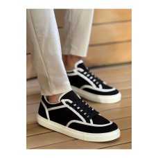 CH2505 - Keten Erkek Ayakkabı SİYAH - BEYAZ