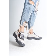 AGATHA Bağcıklı Fermuarlı Ortopedik Taban Kadın Sneaker Spor Ayakkabı CGT - Krem