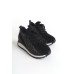 ALYA Bağcıklı Ortopedik Taban Taşlı Kadın Sneaker Spor Ayakkabı CBT - Siyah