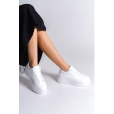 BIANA Bağcıklı Ortopedik Taban Kadın Sneaker Spor Ayakkabı  CBT - Beyaz