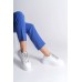 DELLA Bağcıklı Ortopedik Taban Taşlı Kadın Sneaker Spor Ayakkabı CBT - Beyaz