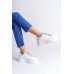 DELLA Bağcıklı Ortopedik Taban Taşlı Kadın Sneaker Spor Ayakkabı CBT - Beyaz