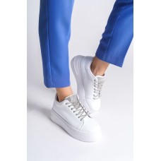 DELLA Bağcıklı Ortopedik Taban Taşlı Kadın Sneaker Spor Ayakkabı CBT - Beyaz
