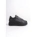 DELLA Bağcıklı Ortopedik Taban Taşlı Kadın Sneaker Spor Ayakkabı  CST - Siyah