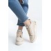 DINA Bağcıklı Fermuarlı Ortopedik Taban Kadın Sneaker Spor Ayakkabı  CKT - Krem/Altın