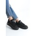 DINA Bağcıklı Fermuarlı Ortopedik Taban Kadın Sneaker Spor Ayakkabı  CST - Siyah/Altın