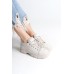 JANE Bağcıklı Ortopedik Taban Kadın Sneaker Spor Ayakkabı  CKT - Krem