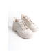 JANE Bağcıklı Ortopedik Taban Kadın Sneaker Spor Ayakkabı  CKT - Krem