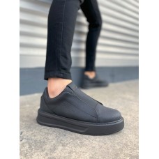 JY007 Alba Bağcıksız Cilt Erkek Günlük Sneaker Ayakkabı CST Siyah