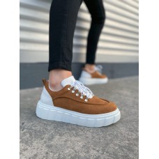 JY010 Cloud Bağcıklı Süet Erkek Günlük Sneaker Ayakkabı SBT - Taba/Beyaz