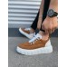 JY010 Cloud Bağcıklı Süet Erkek Günlük Sneaker Ayakkabı SBT - Taba/Beyaz