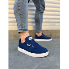JY0118 REX Bağcıklı Keten Kumaş Erkek Günlük Sneaker Ayakkabı KBT - Lacivert