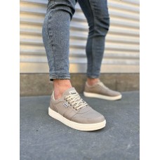 JY0118 REX Bağcıklı Keten Kumaş Erkek Günlük Sneaker Ayakkabı KKT - Bej