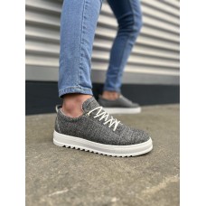 JY152 Cool Bağcıklı Keten Erkek Günlük Spor Klasik Ayakkabı KBT - Gri
