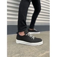 JY152 Cool Bağcıklı Keten Erkek Günlük Spor Klasik Ayakkabı KBT - Siyah