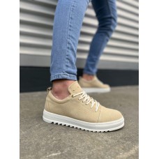 JY152 Cool Bağcıklı Süet Erkek Günlük Spor Klasik Ayakkabı SBT - Krem