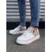 JY155 Warrior Bağcıklı ve Fermuarlı Cilt Süet Erkek Günlük Sneaker Ayakkabı CSBT - Beyaz/Gri