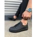 JY166 Prestige Bağcıklı Cilt Kapitone Desenli Erkek Günlük Sneaker Ayakkabı CST - Siyah