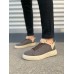 JY204 Flex Bağcıklı Keten Kumaş Erkek Günlük Sneaker Ayakkabı KKT - Kahverengi/Krem