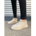 JY204 Flex Bağcıklı Keten Kumaş Erkek Günlük Sneaker Ayakkabı KKT - Krem