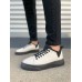 JY204 Flex Bağcıklı Keten Kumaş Erkek Günlük Sneaker Ayakkabı KST - Beyaz/Siyah