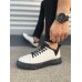 JY204 Flex Bağcıklı Keten Kumaş Erkek Günlük Sneaker Ayakkabı KST - Beyaz/Siyah