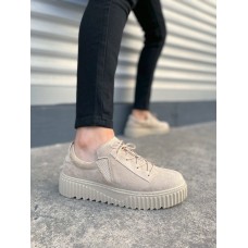 JY502 Bold Bağcıklı Süet Erkek Günlük Sneaker Ayakkabı SKT - Krem