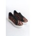 MINA Bağcıklı Ortopedik Taban Leopar Desenli Kadın Sneaker Spor Ayakkabı  TBT - Kahverengi