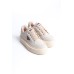 PRAG Bağcıklı Ortopedik Taban Desenli Kadın Sneaker Spor Ayakkabı  CKT - Krem