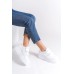 VALENCIA Bağcıksız Cırt Cırtlı Ortopedik Taban Kadın Sneaker Spor Ayakkabı CBT - Beyaz