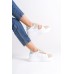 VALENCIA Bağcıksız Cırt Cırtlı Ortopedik Taban Kadın Sneaker Spor Ayakkabı CBT - Beyaz/Ten/Mavi